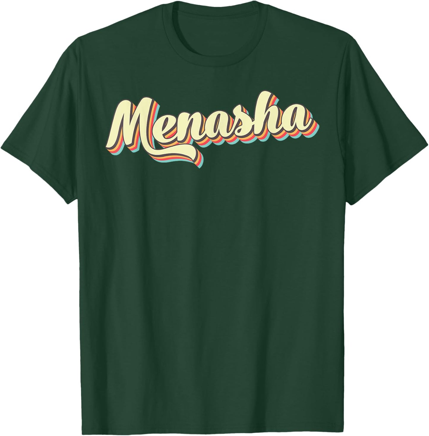 Menasha Retro Art Baseball Font Vintage T-Shirt - T-Shirt | Forest