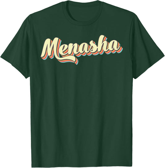 Menasha Retro Art Baseball Font Vintage T-Shirt - T-Shirt | Forest