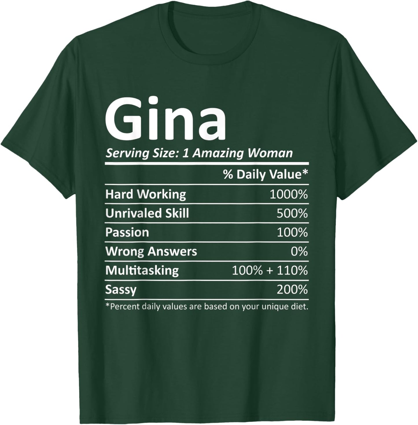 GINA Nutrition Personalized Name Funny Christmas Gift T-Shirt - T-Shirt | Forest