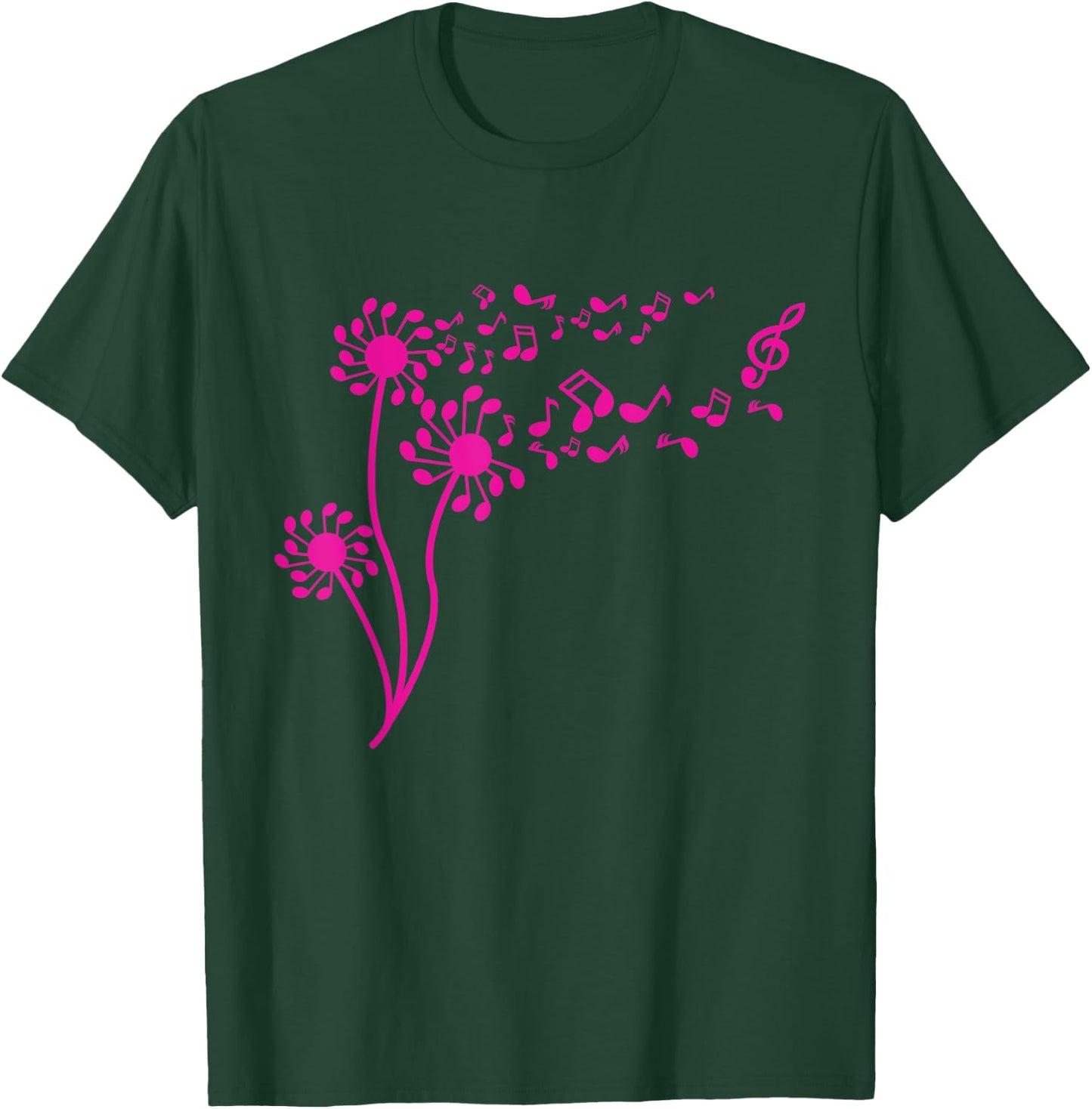 Funny Dandelion Music Note Flower Lover Gift Men Women Kids T-Shirt - T-Shirt | Forest