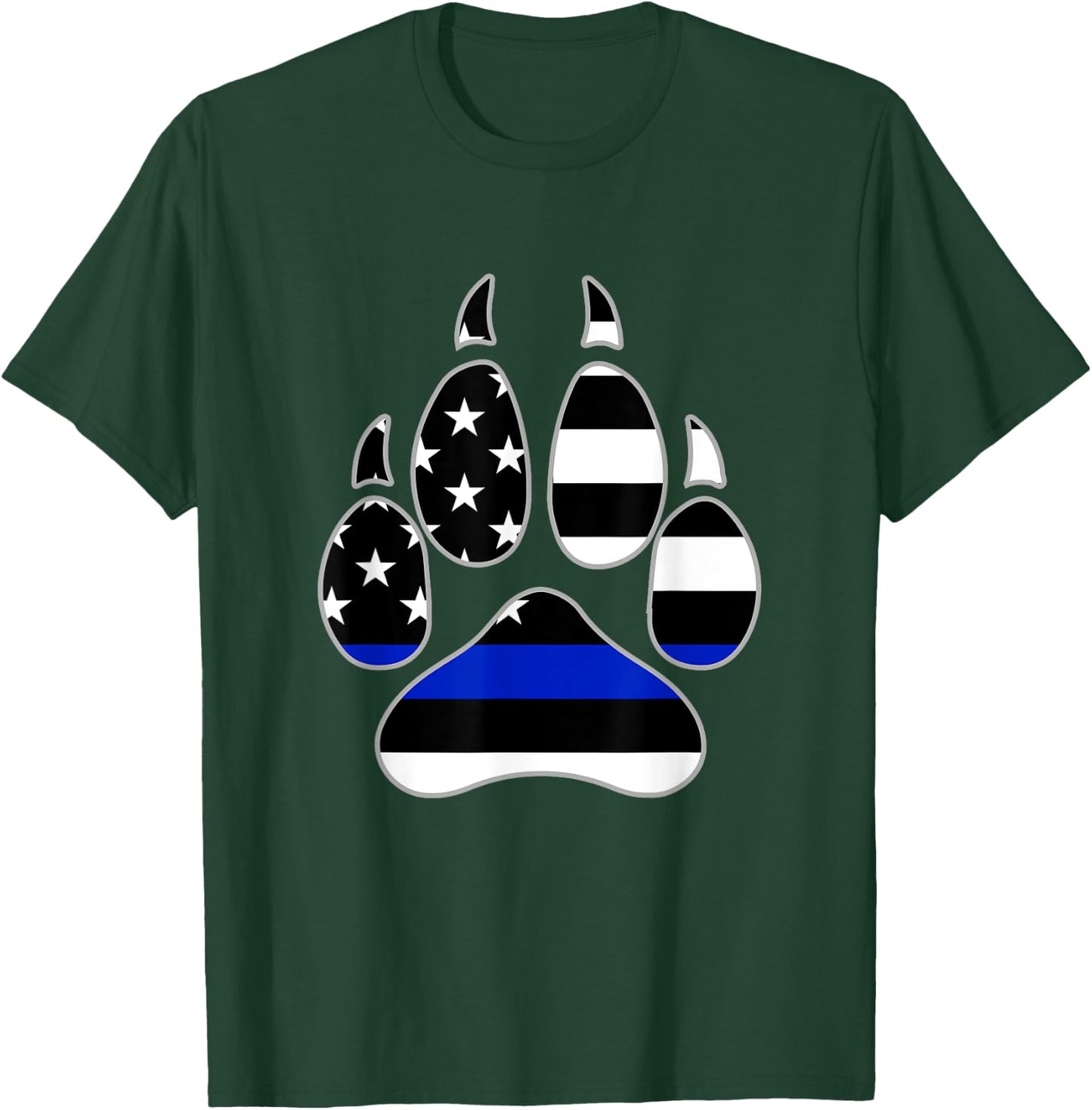 Dog Paw Print Police Flag Design T-Shirt - T-Shirt | Forest