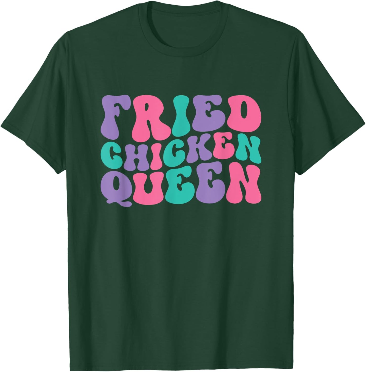 Fried Chicken Queen Retro Vintage Wavy Groovy T-Shirt - T-Shirt | Forest