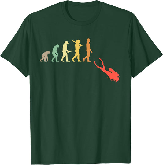 Retro Diving Evolution Gift Scuba Divers T-Shirt - T-Shirt | Forest