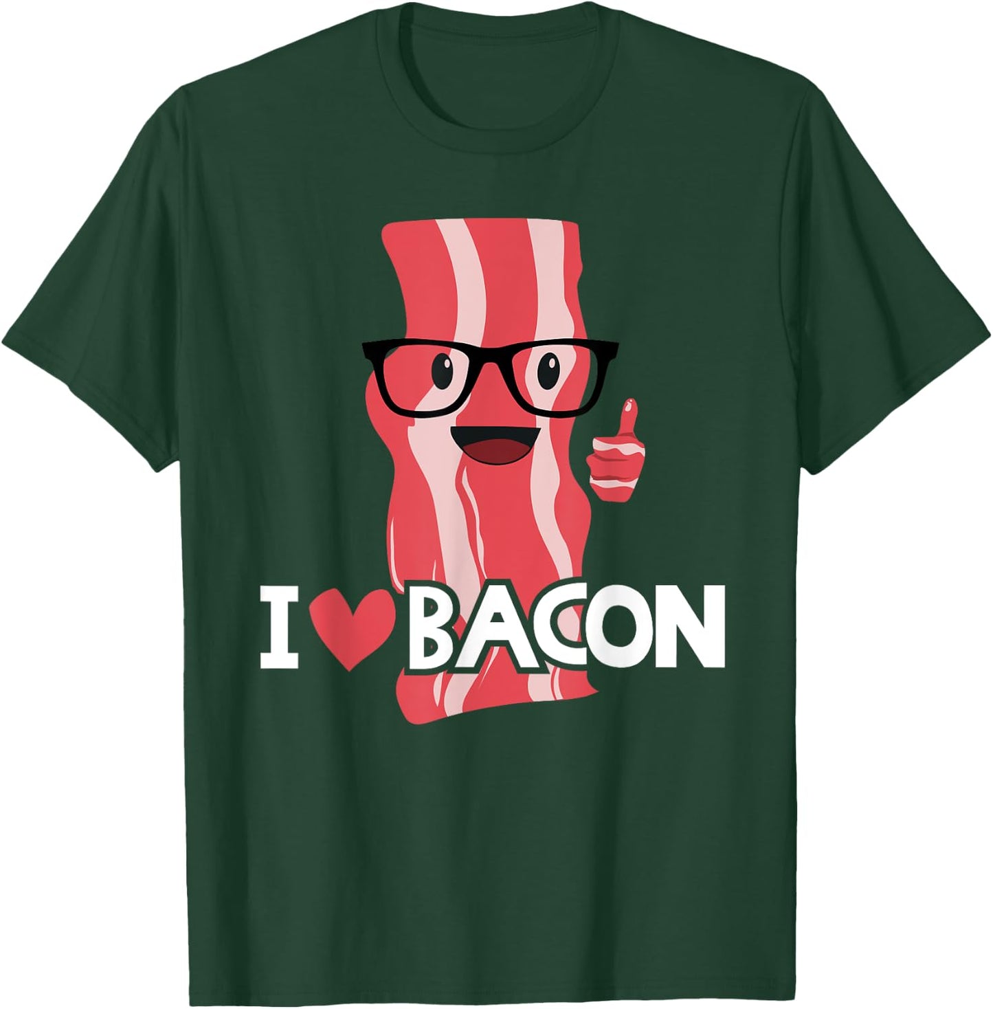 Funny Bacon Gift Kids Boys Girls Cool Geeky I Love Bacon T-Shirt - T-Shirt | Forest
