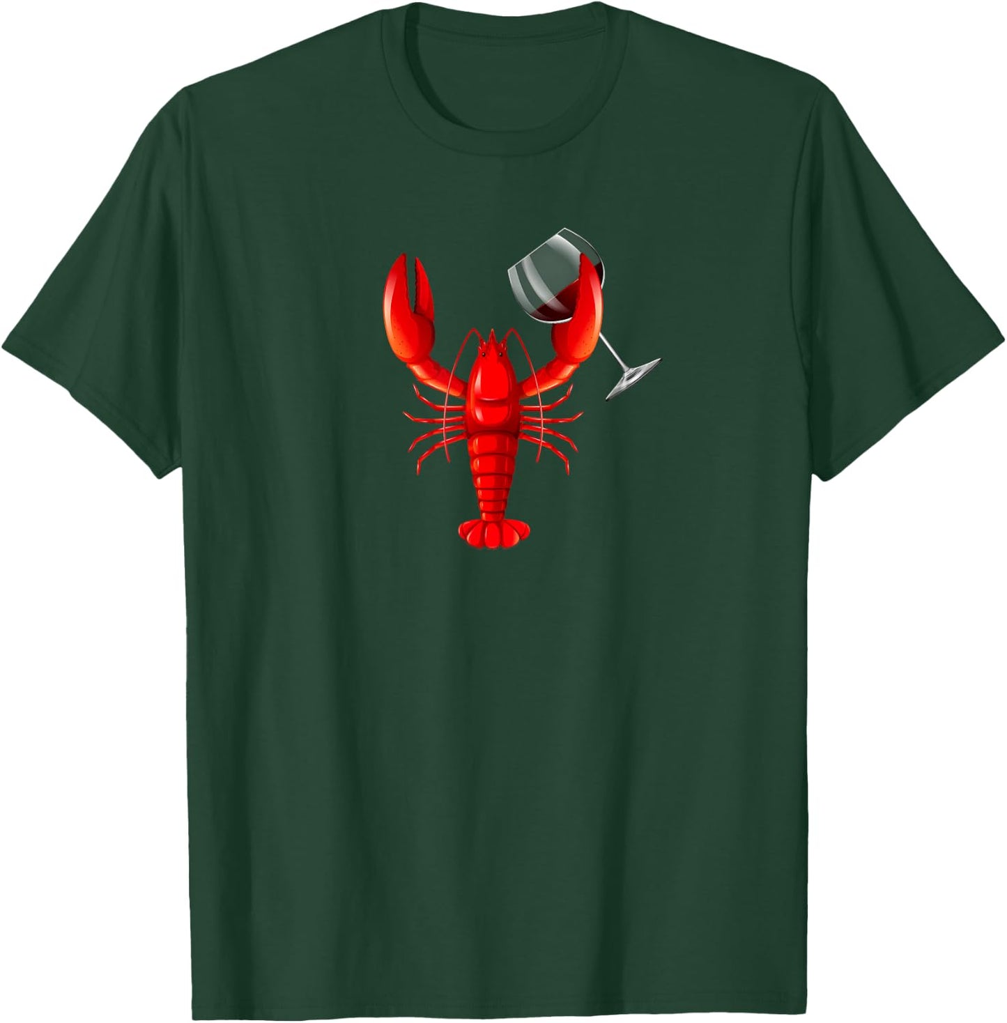 Funny Wine Drinking Lobster Red Crawfish Wine Lovers Gift T-Shirt - T-Shirt | Forest