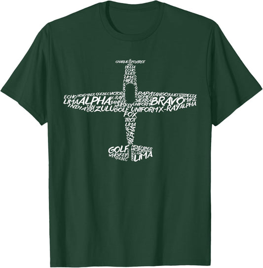 Phonetic Alphabet | Pilot Airplane T-Shirt - T-Shirt | Forest