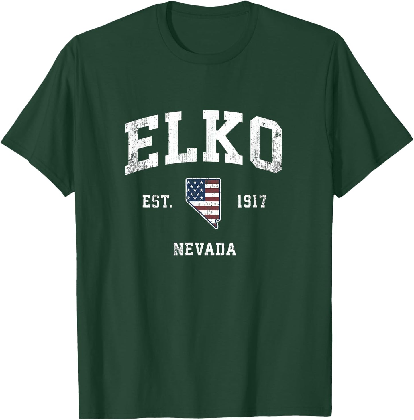 Elko Nevada NV Vintage American Flag Sports Design T-Shirt - T-Shirt | Forest