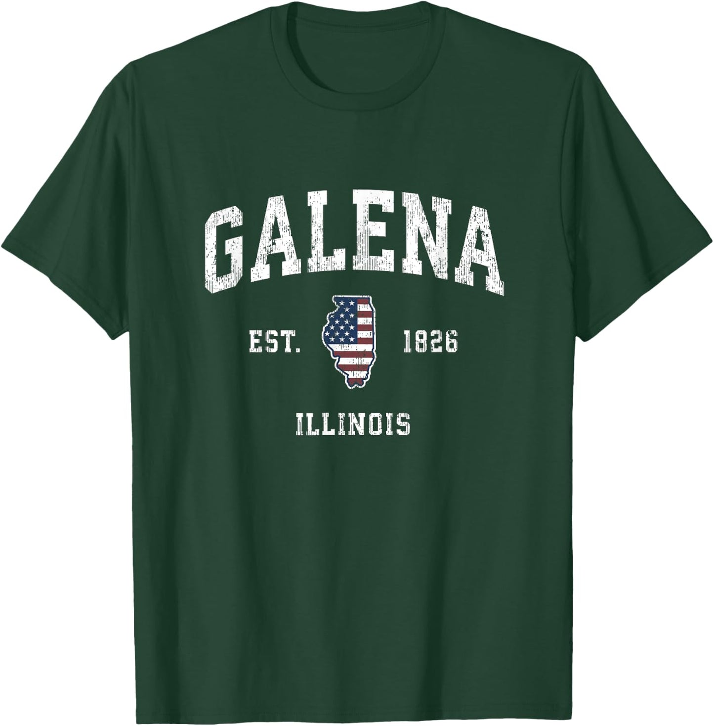 Galena Illinois IL Vintage American Flag Sports Design T-Shirt - T-Shirt | Forest