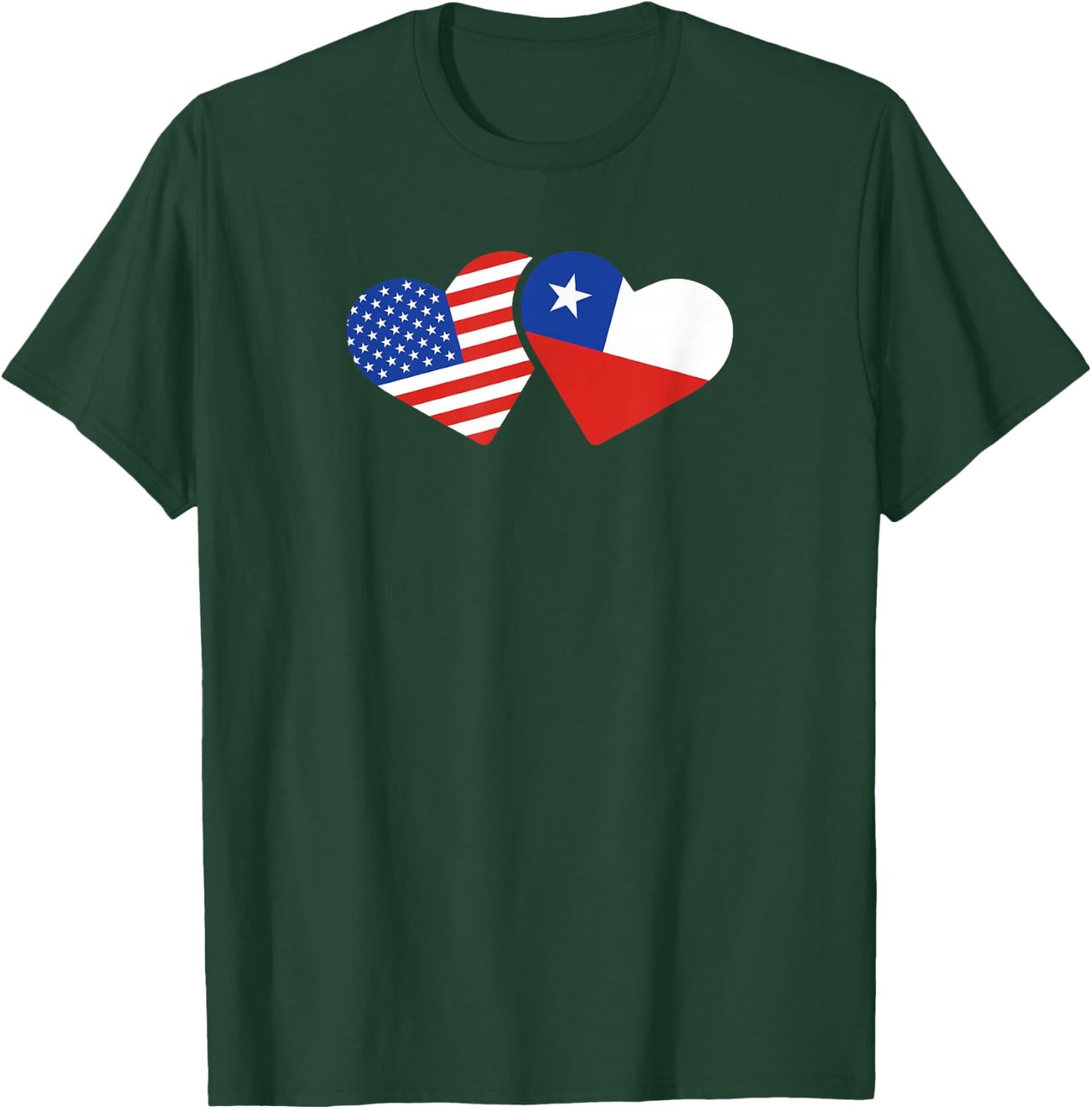 USA Chile Flag T Shirt Hearts Chileans American Love Cute T-Shirt - T-Shirt | Forest