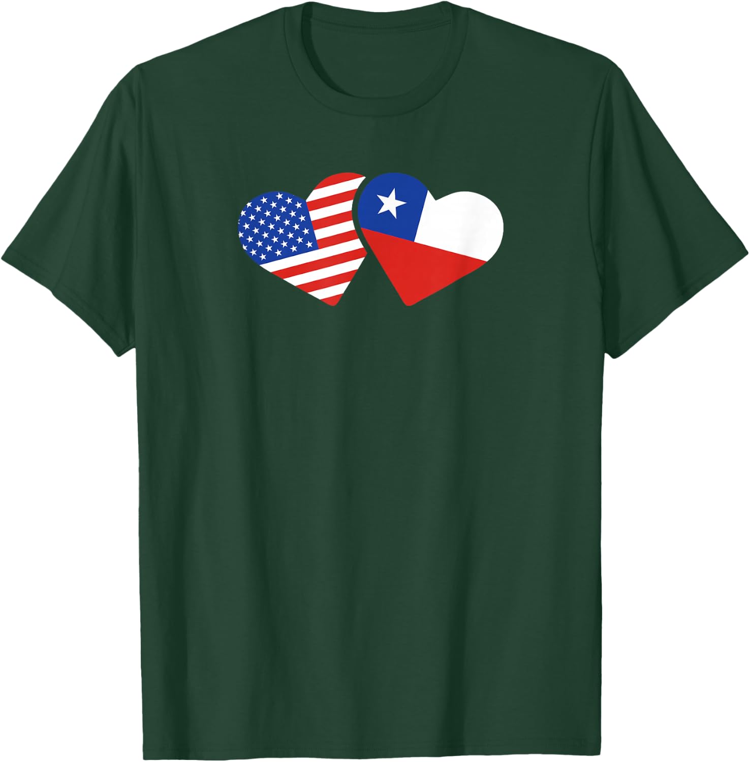 USA Chile Flag T Shirt Hearts Chileans American Love Cute T-Shirt - T-Shirt | Forest