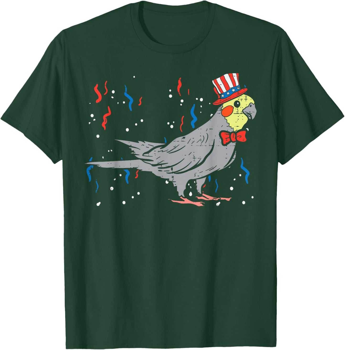 Cockatiel Bird American Flag USA 4th Of July Fourth Animal T-Shirt - T-Shirt | Forest