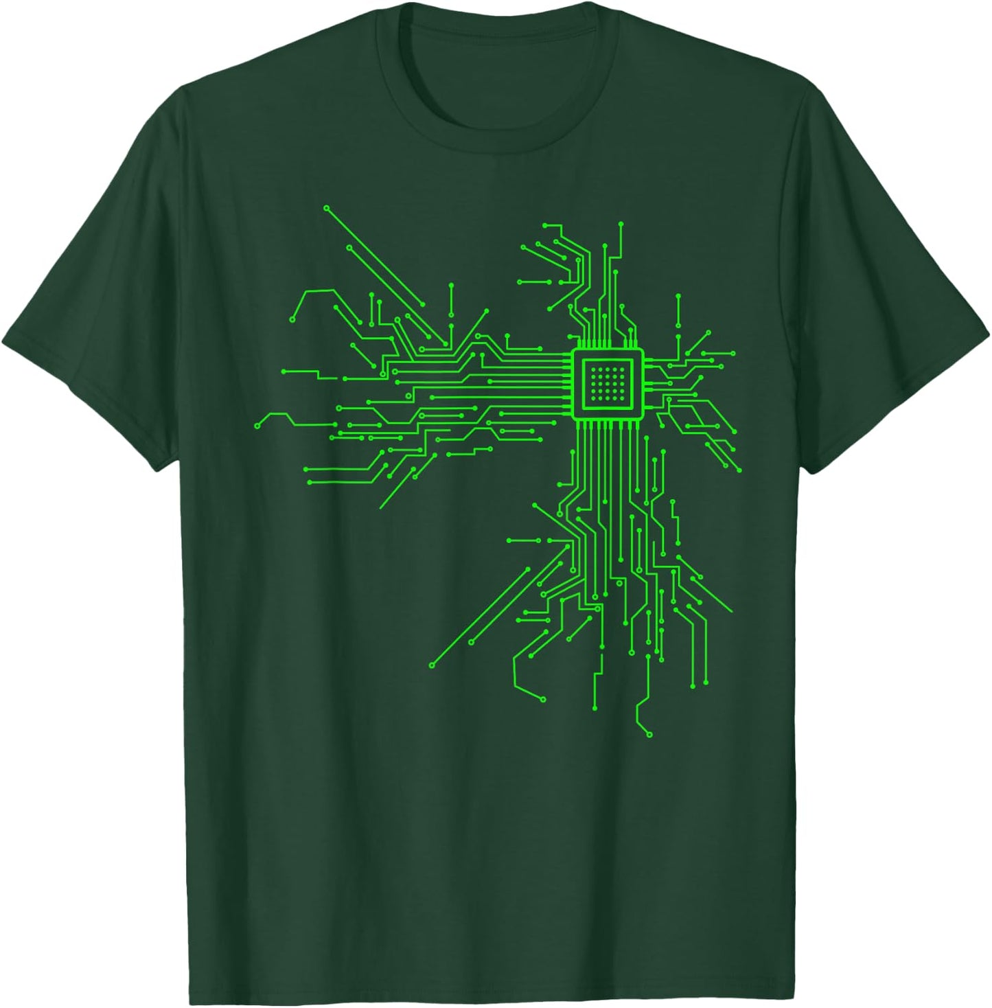 CPU Heart Circuit Board Funny Programmer Technology Core T-Shirt - T-Shirt | Forest