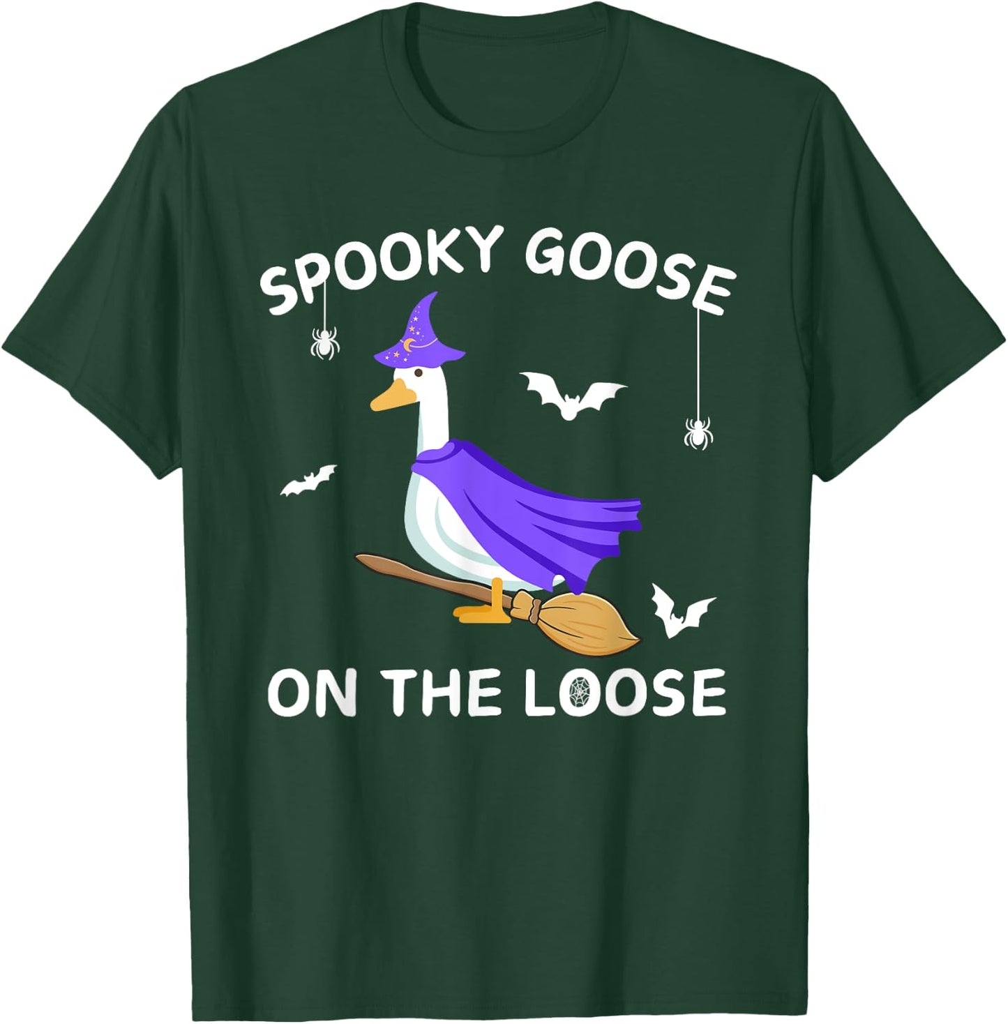Spooky Goose On The Loose Witch Silly Goose Animal Halloween T-Shirt - T-Shirt | Forest