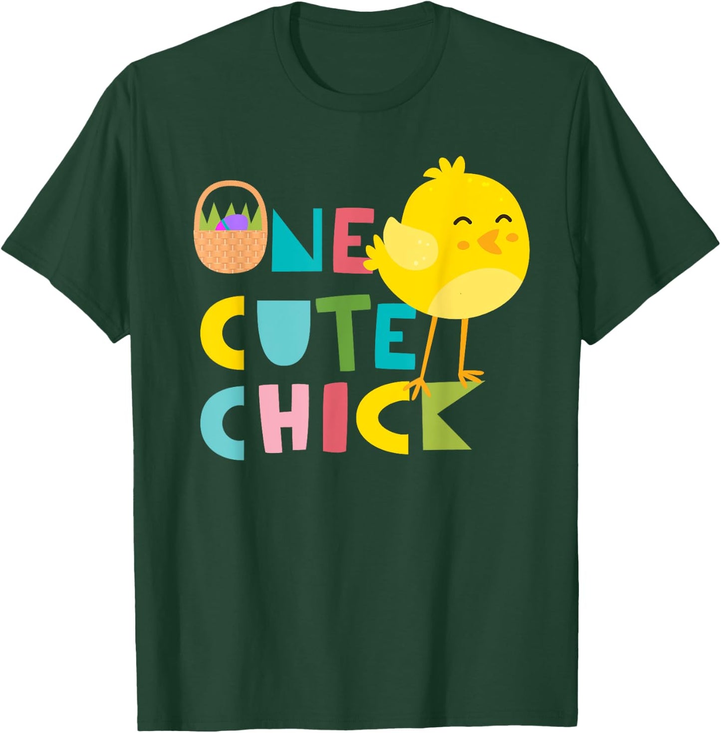 Cute and Funny Kids One Cute Chick T-Shirt - T-Shirt | Forest