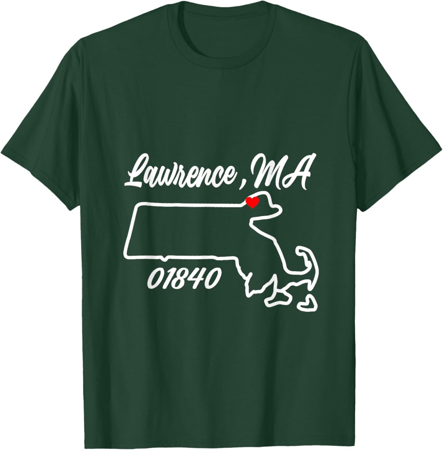 Lawrence MA 01840 MASS Massachusetts State Map Souvenir T-Shirt - T-Shirt | Forest
