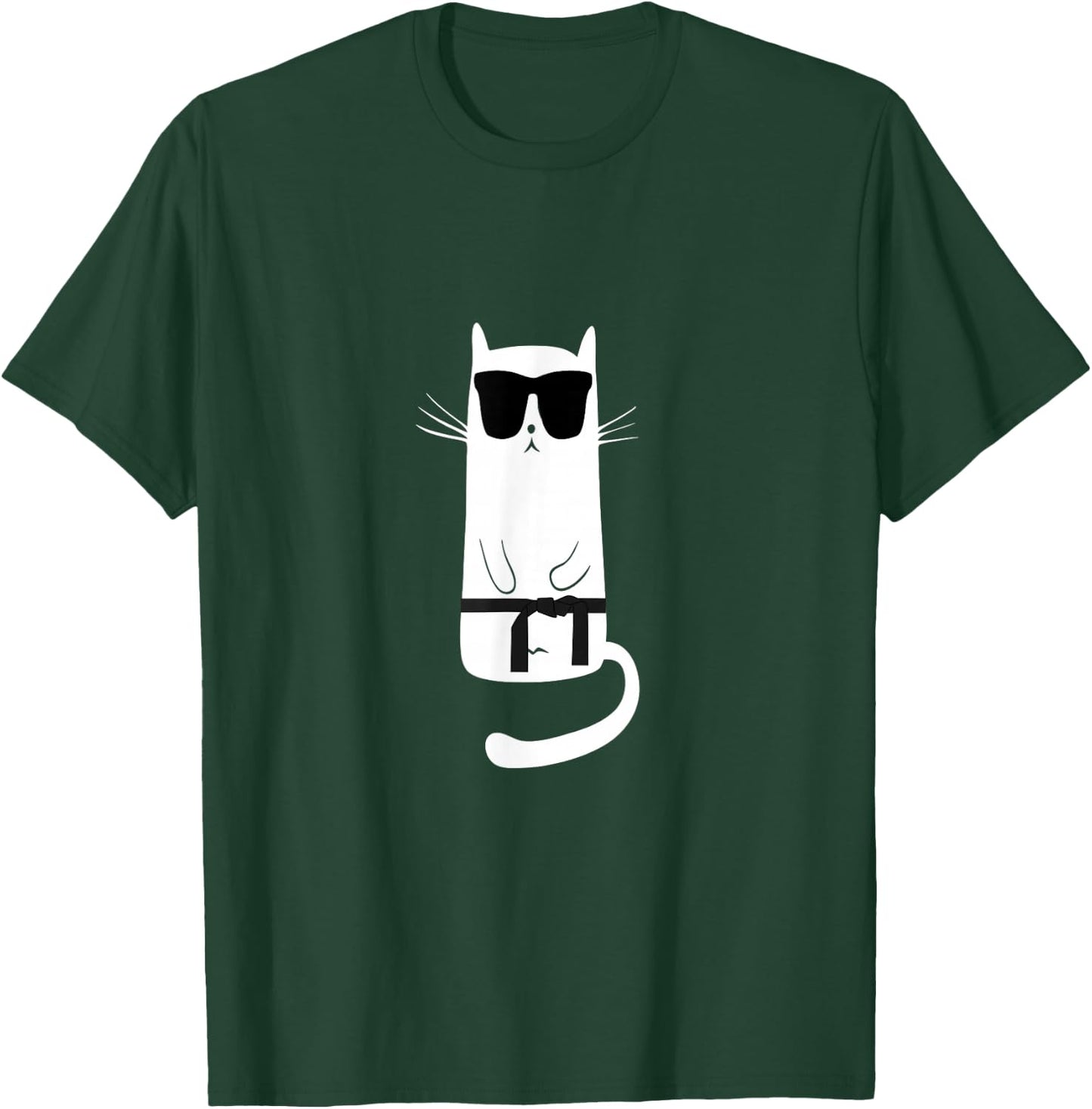 Funny Cat Wearing Sunglasses Karate Judo Black Belt T-Shirt - T-Shirt | Forest