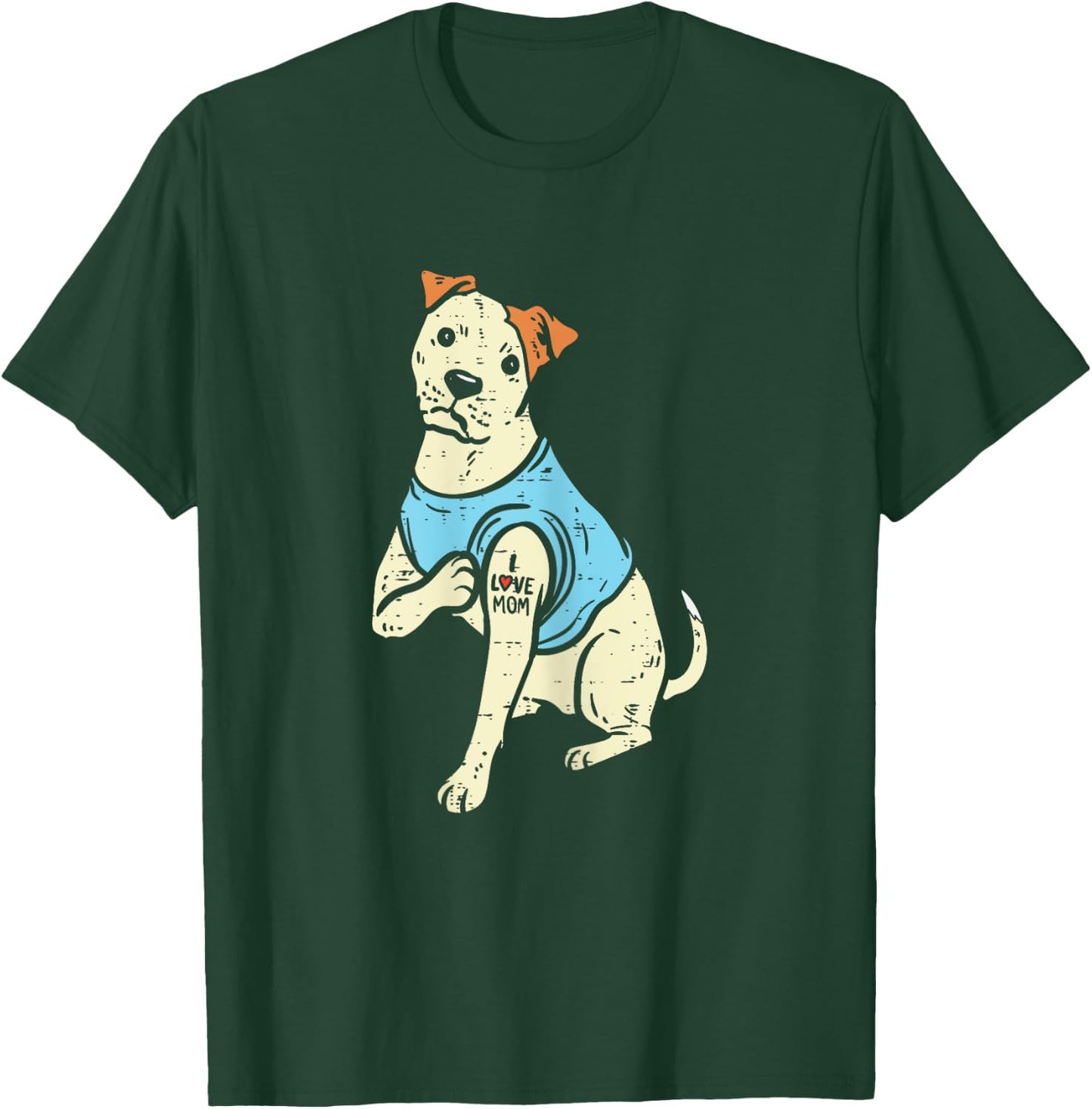 Pitbull I Love Mom Tattoo Pittie Dog Lover Owner Women Gift T-Shirt - T-Shirt | Forest