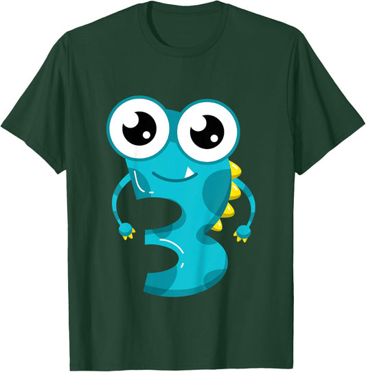 Kids 3rd Birthday Monsters 3 Years Old Little Monster Gift T-Shirt - T-Shirt | Forest