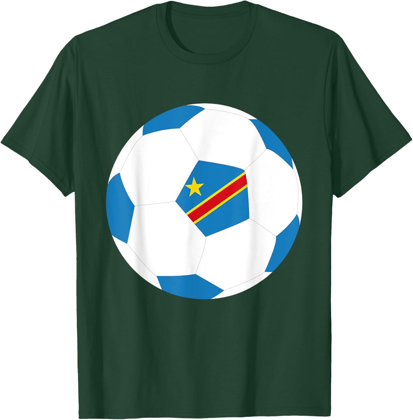 DR Congo Soccer Ball Congolese Flag Jersey Pride Print T-Shirt - T-Shirt | Forest