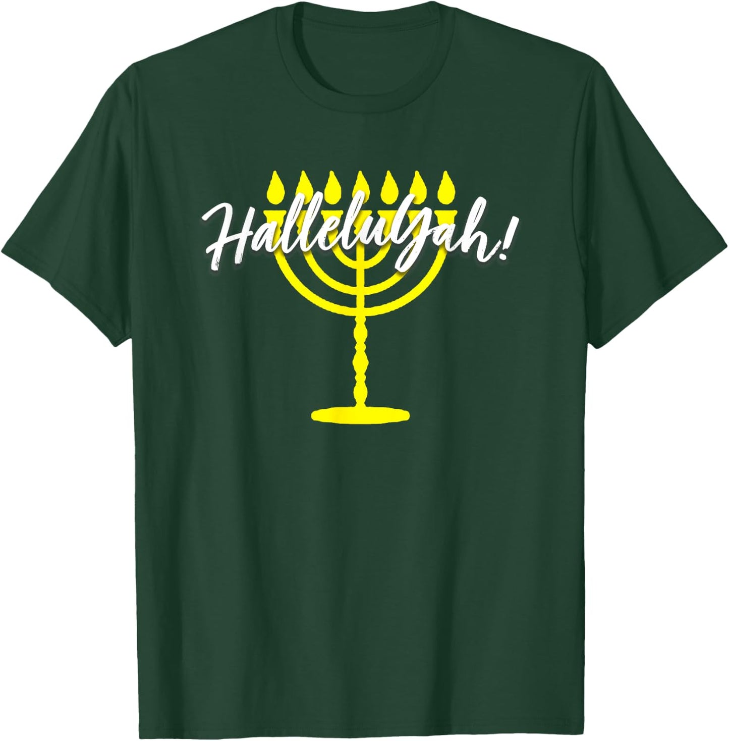 HalleluYah Hebrew Menorah Torah YHWH T-Shirt - T-Shirt | Forest