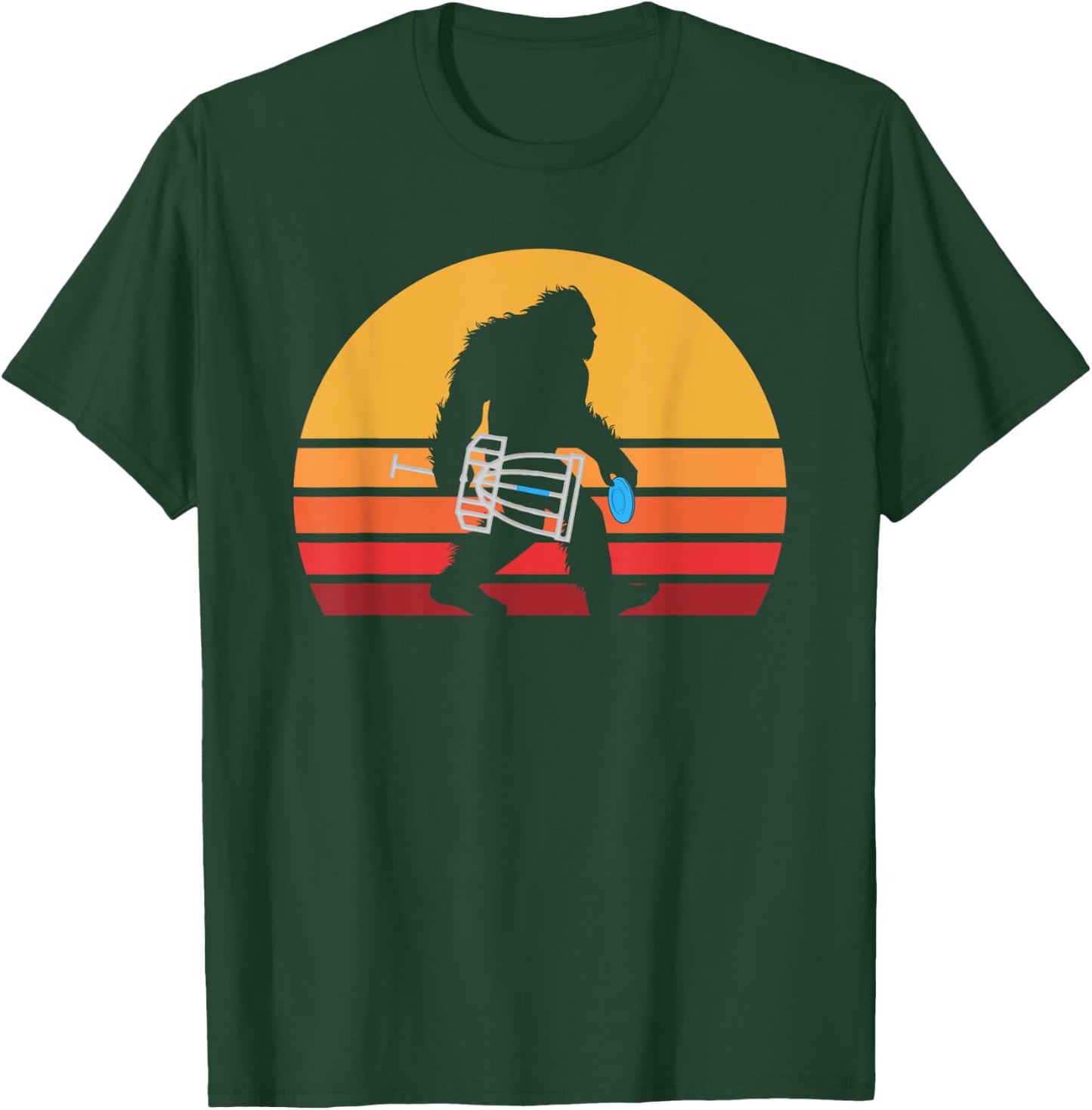 Retro Bigfoot Disc Golf Eighties Sasquatch Disc Golfing T-Shirt - T-Shirt | Forest