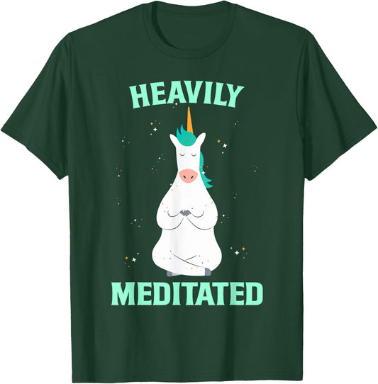 Unicorn Heavily Meditated Funny Yoga Meditation T-Shirt - T-Shirt | Forest