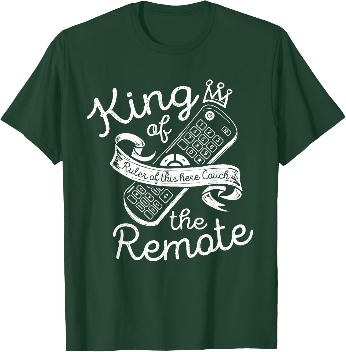 King of the Remote Control TV Funny Potato Couch Lazy Dad T-Shirt - T-Shirt | Forest