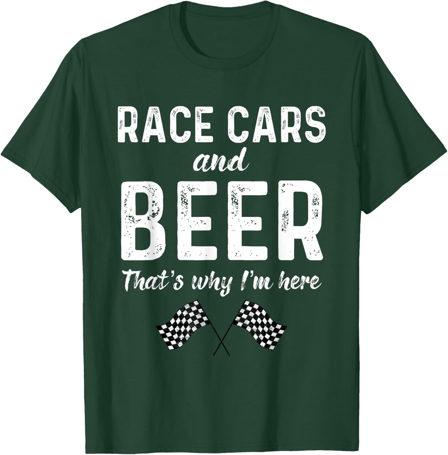Race Cars Women Racing Checkered Flag Men Fast Cars Beer T-Shirt - T-Shirt | Forest