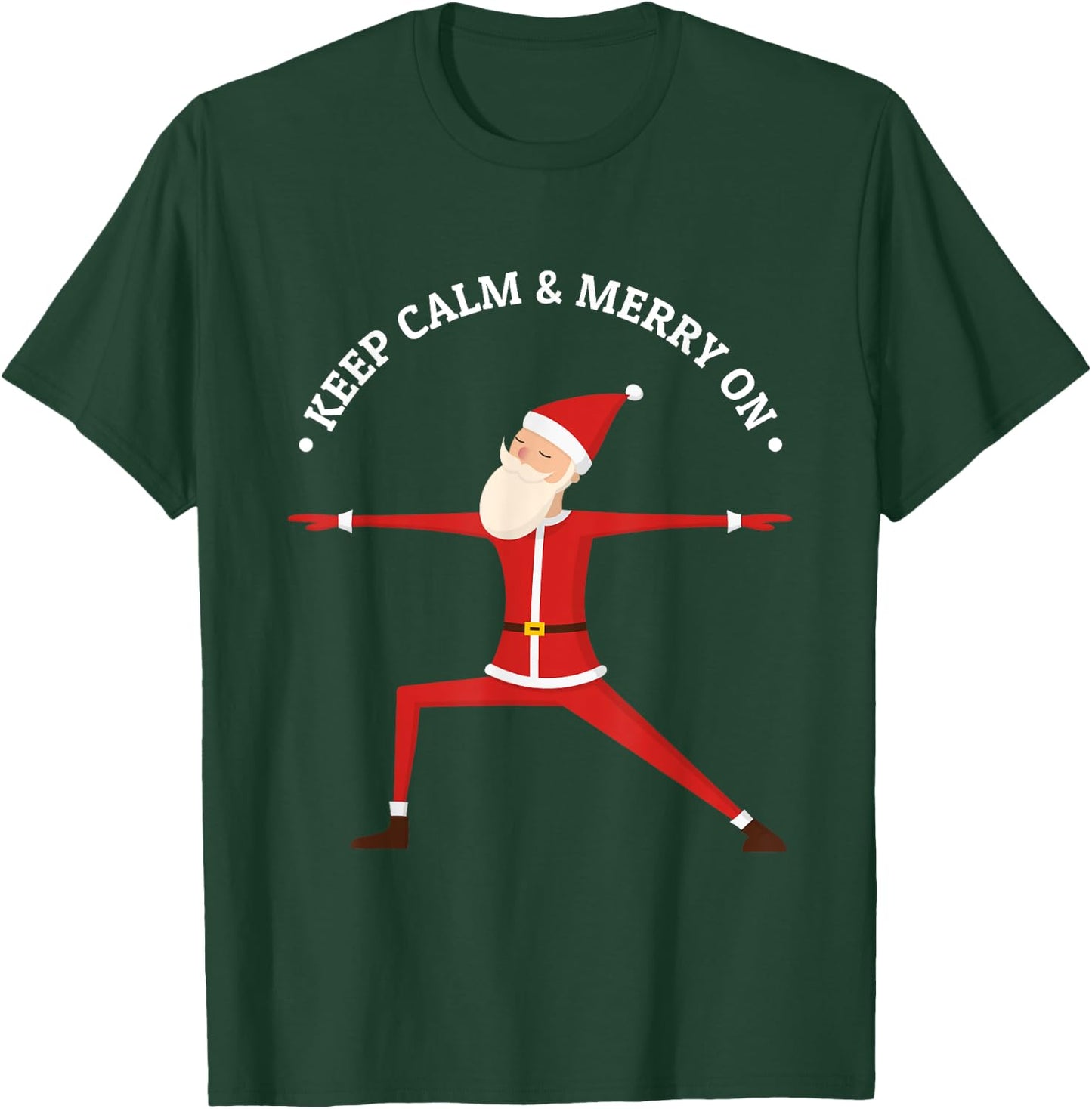 Yoga Fans Merry Christmas Stress Santa Meditation Namaste T-Shirt - T-Shirt | Forest