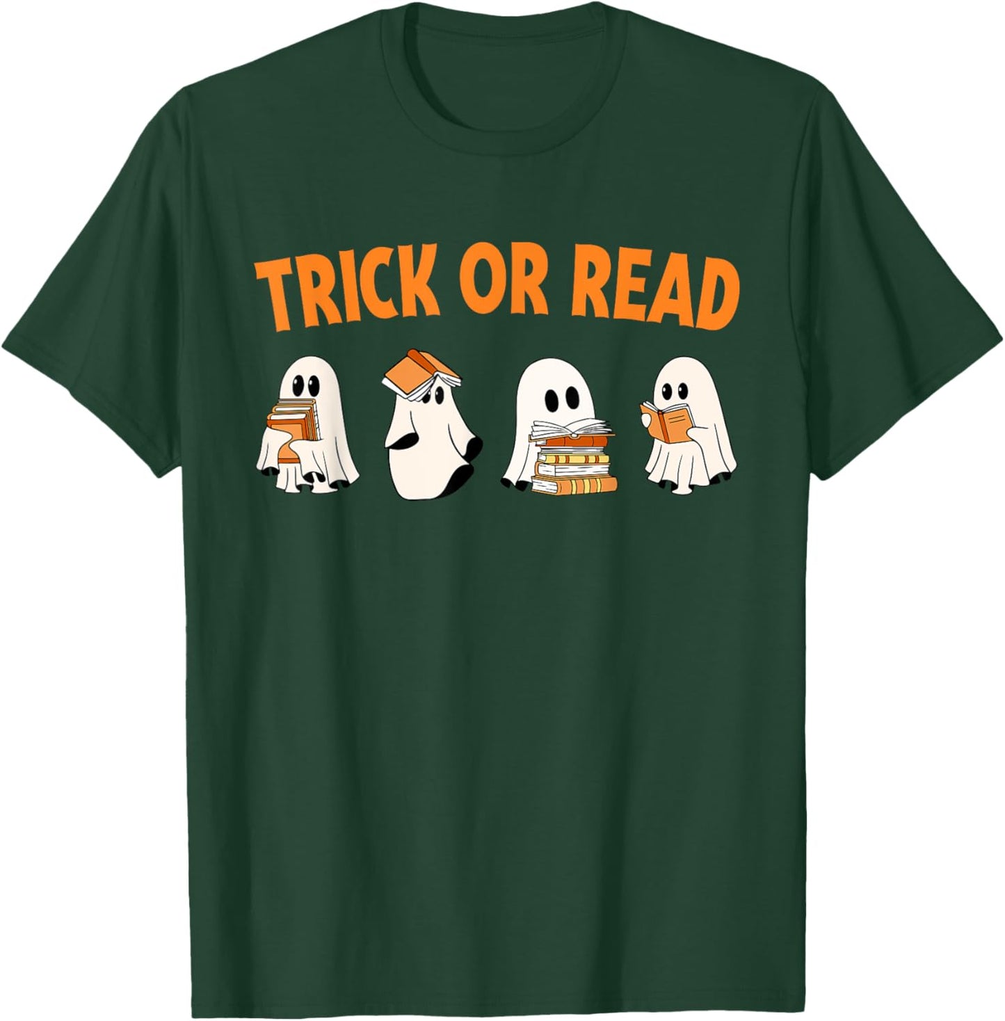 Trick or Read Halloween Ghost Reading Book Lover Halloween T-Shirt - T-Shirt | Forest
