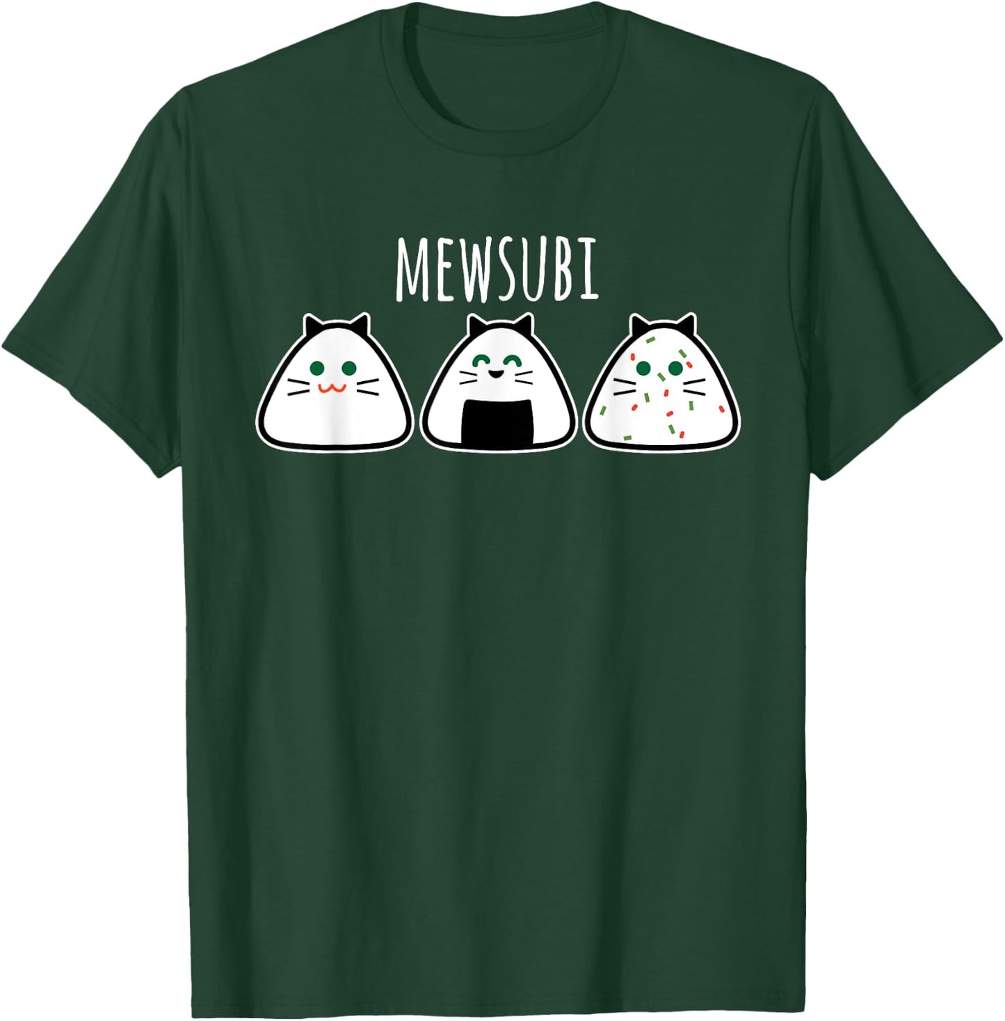 Funny Cat Musubi Men Women T-Shirt - T-Shirt | Forest