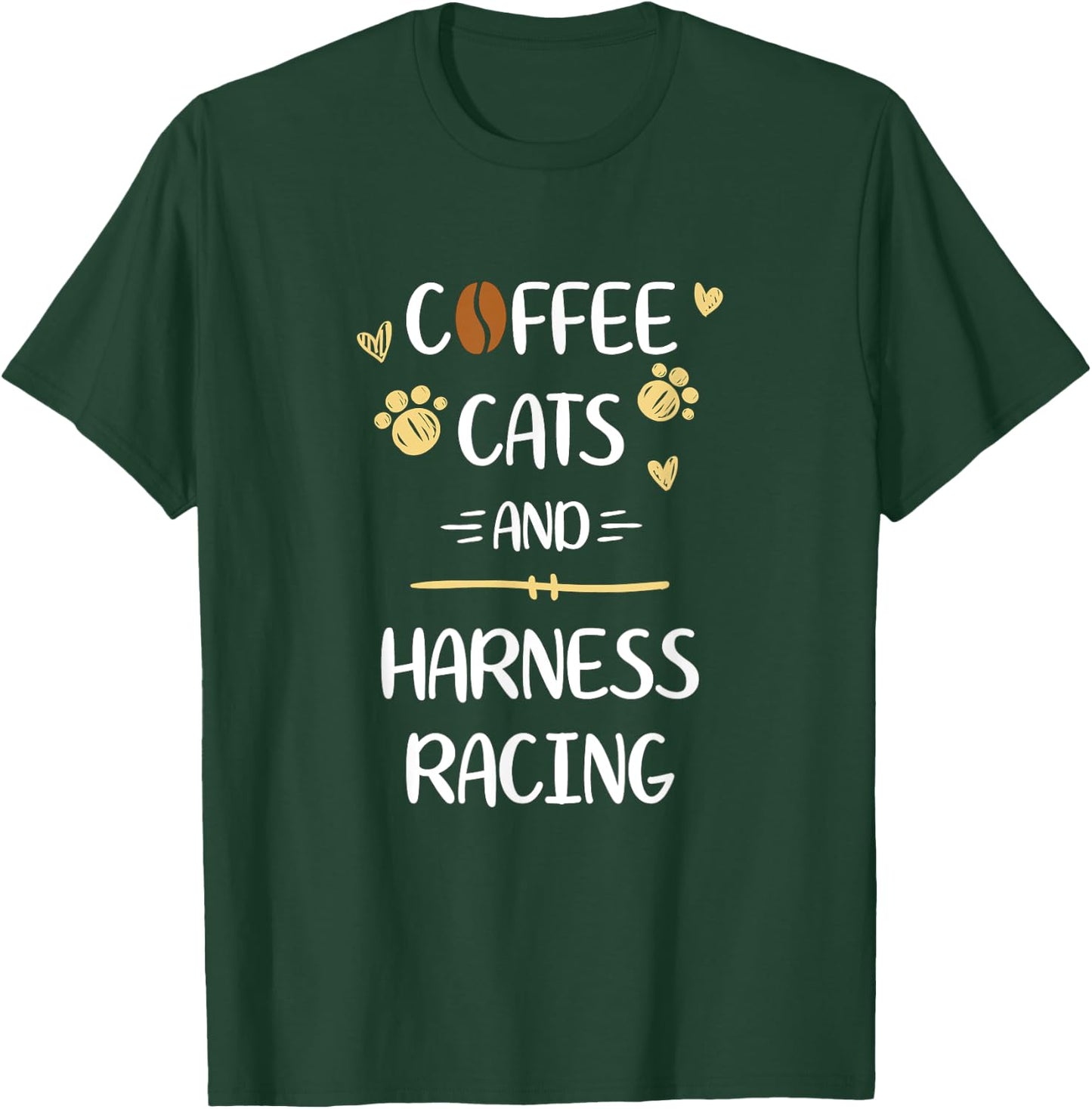 Coffee Cats and Harness Racing Horse Riding Race T-Shirt - T-Shirt | Forest
