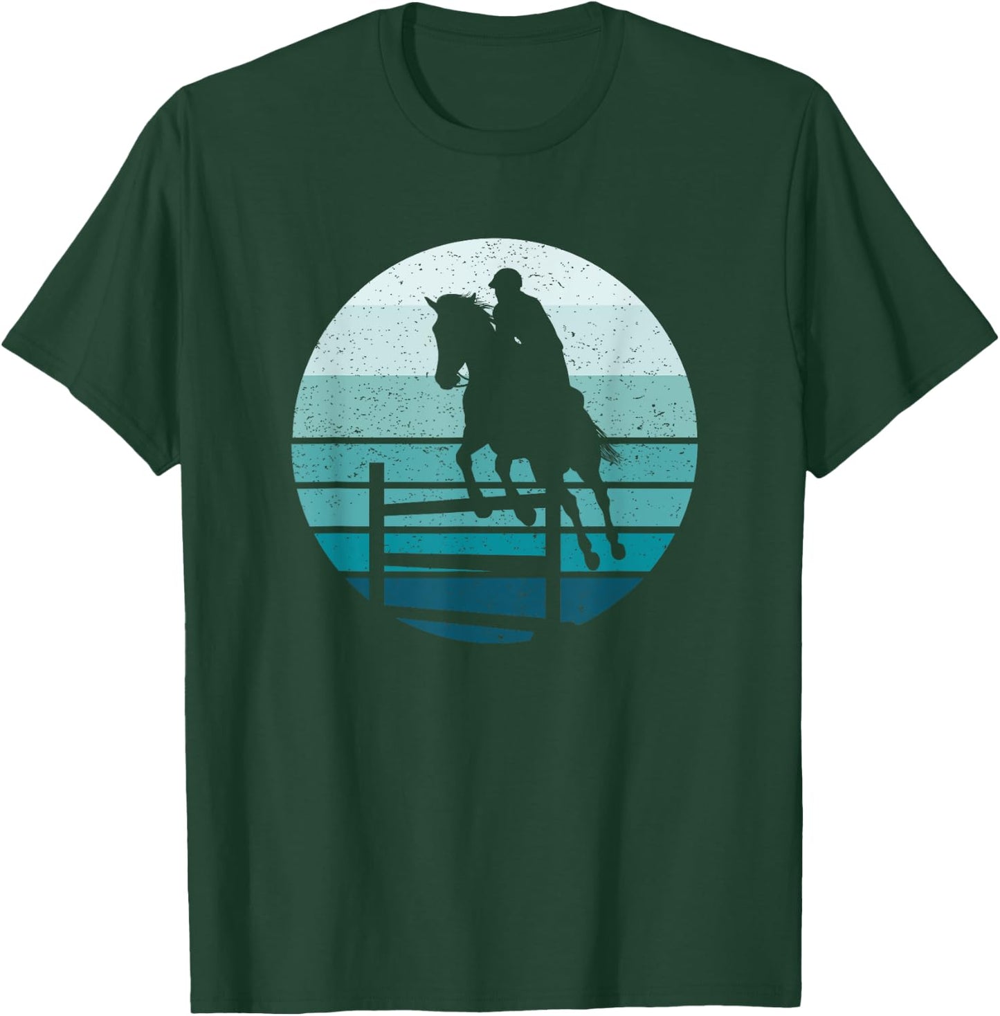 Equestrian Horse Show Jumping Retro T-Shirt - T-Shirt | Forest