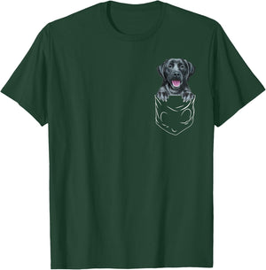 Dog In Pocket Black Labrador Retriever Funny Dog Lover Men Women Kids T-Shirt - T-Shirt | Forest