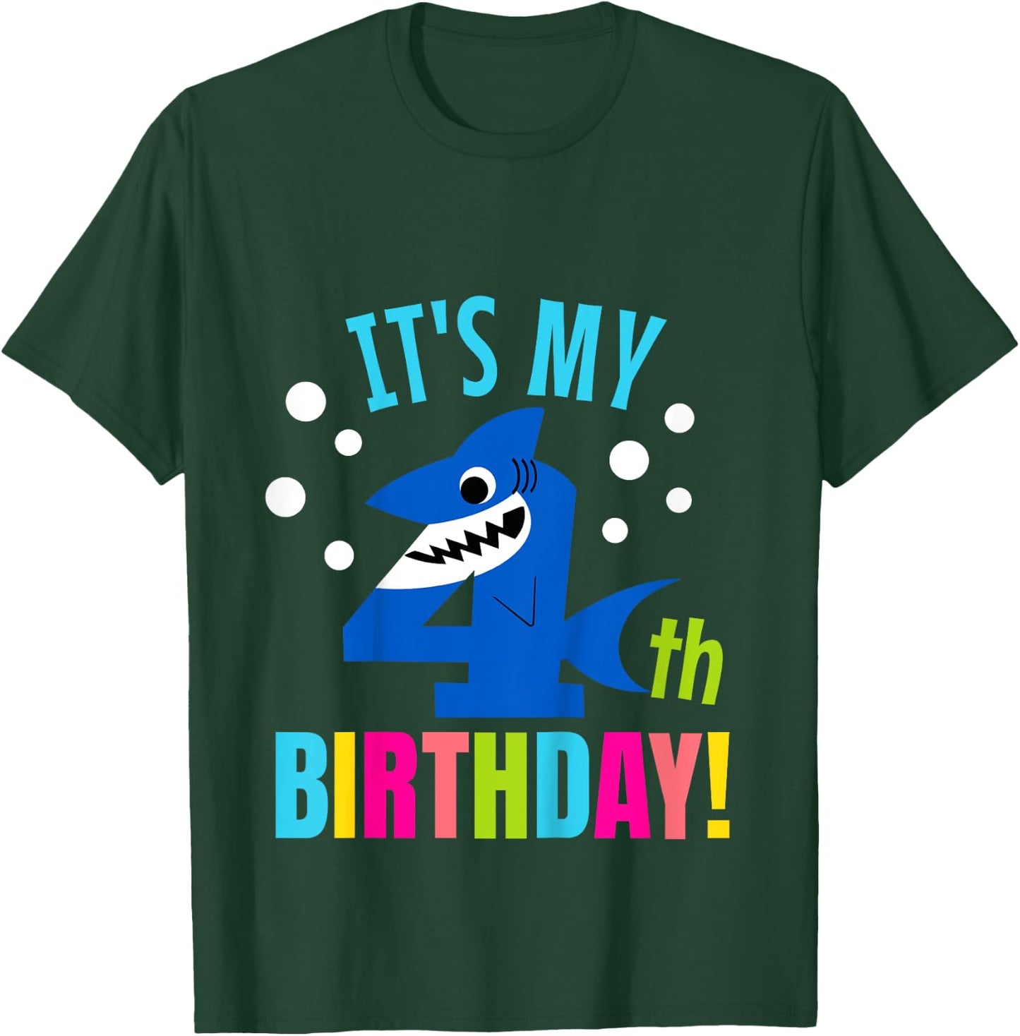 4 Year Old 4th Shark Party Birthday Baby Gift Girls And Boys T-Shirt - T-Shirt | Forest