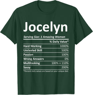 JOCELYN Nutrition Personalized Name Funny Christmas Gift T-Shirt - T-Shirt | Forest