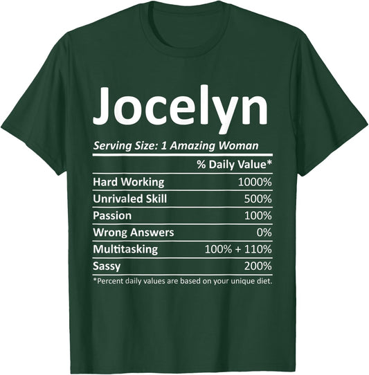 JOCELYN Nutrition Personalized Name Funny Christmas Gift T-Shirt - T-Shirt | Forest