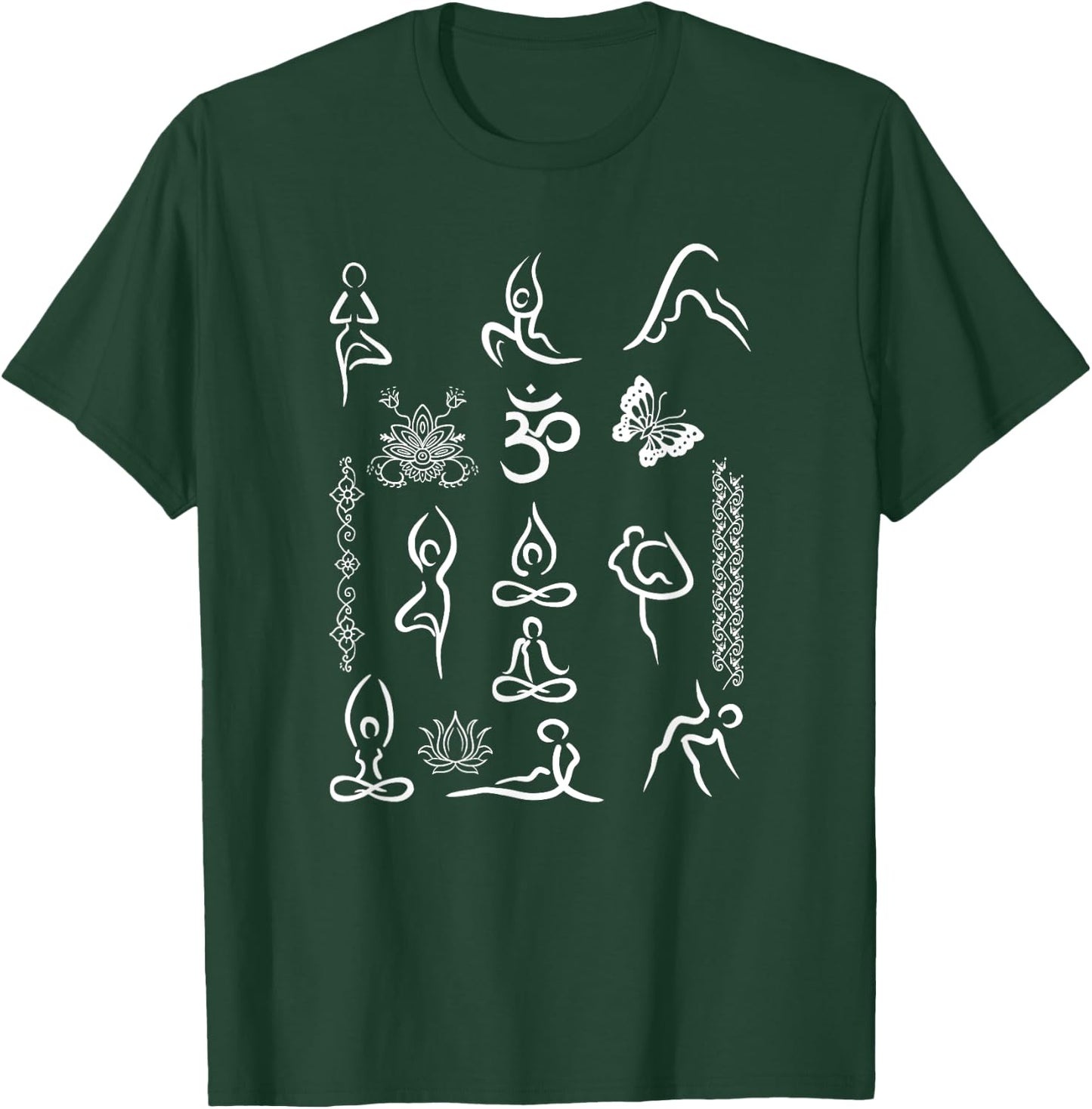 Yoga Lotus Position Asana Om Namaste Yogi Meditation Gift T-Shirt - T-Shirt | Forest