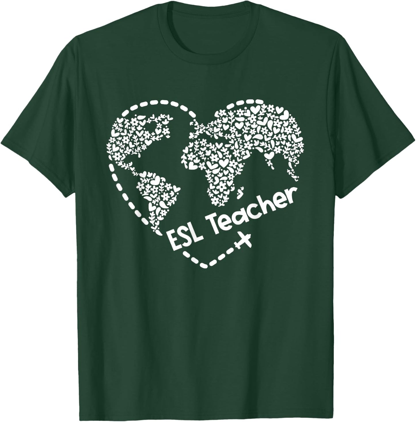 ESL Teacher ESOL Student Cute Heart Shape English Teacher T-Shirt - T-Shirt | Forest