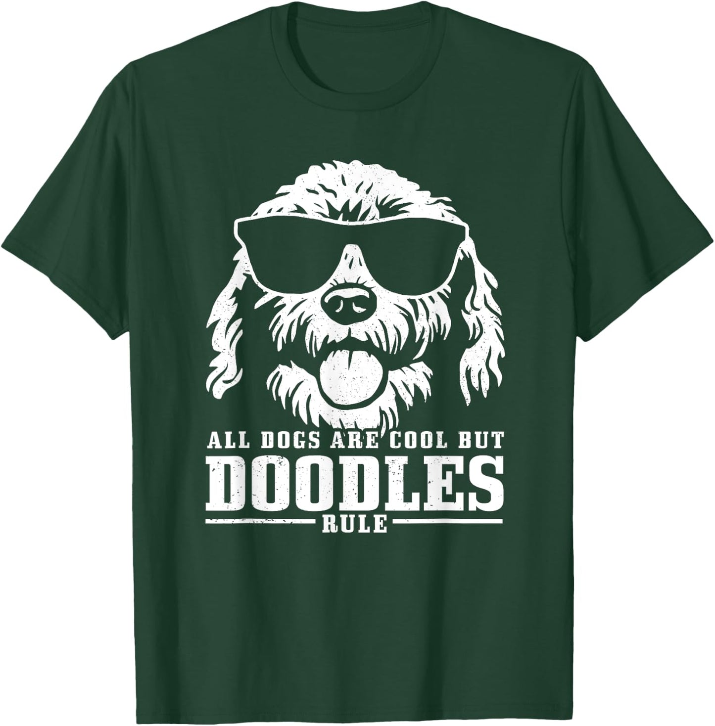 We Love Doodle Dogs - Goldendoodle Apparel Co. -Adults Black Cartoon Dog Pattern T-Shirt - T-Shirt | Forest