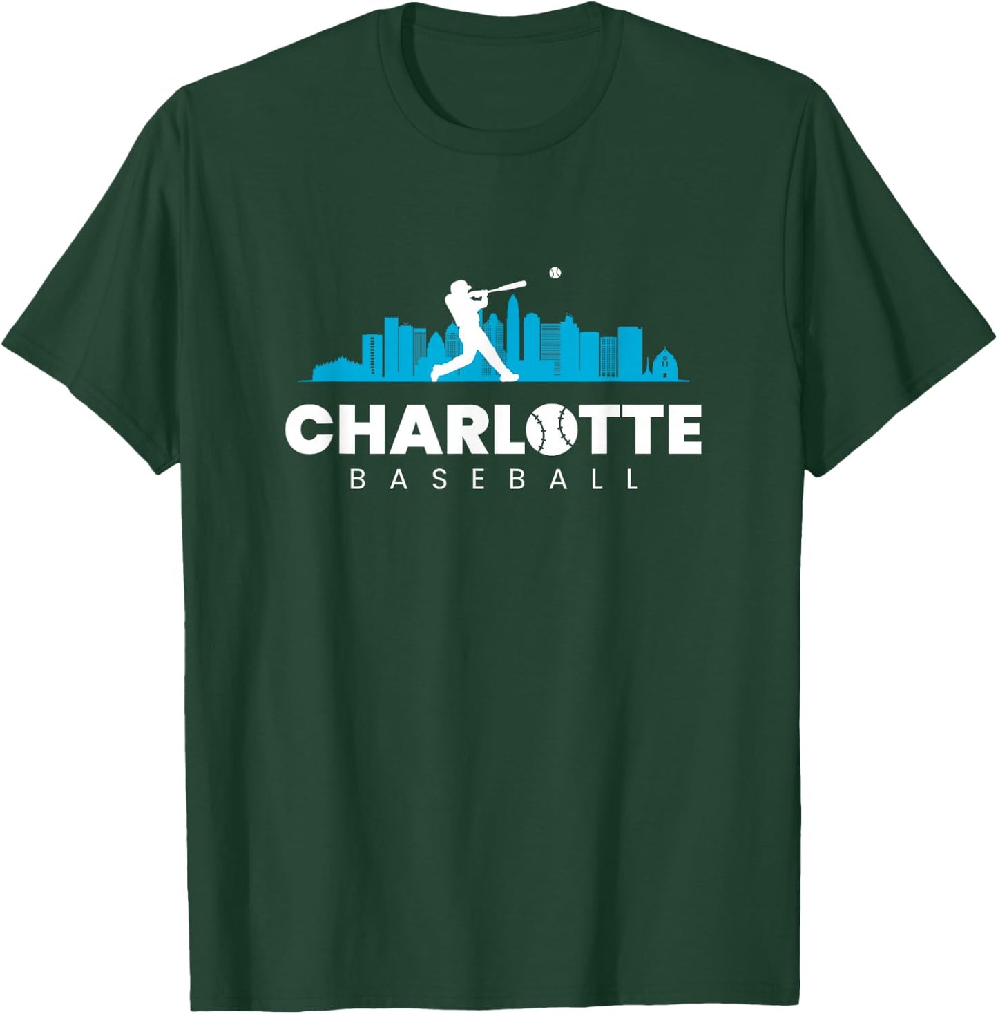 Charlotte Baseball Vintage Minimalist Retro Baseball Lover T-Shirt - T-Shirt | Forest
