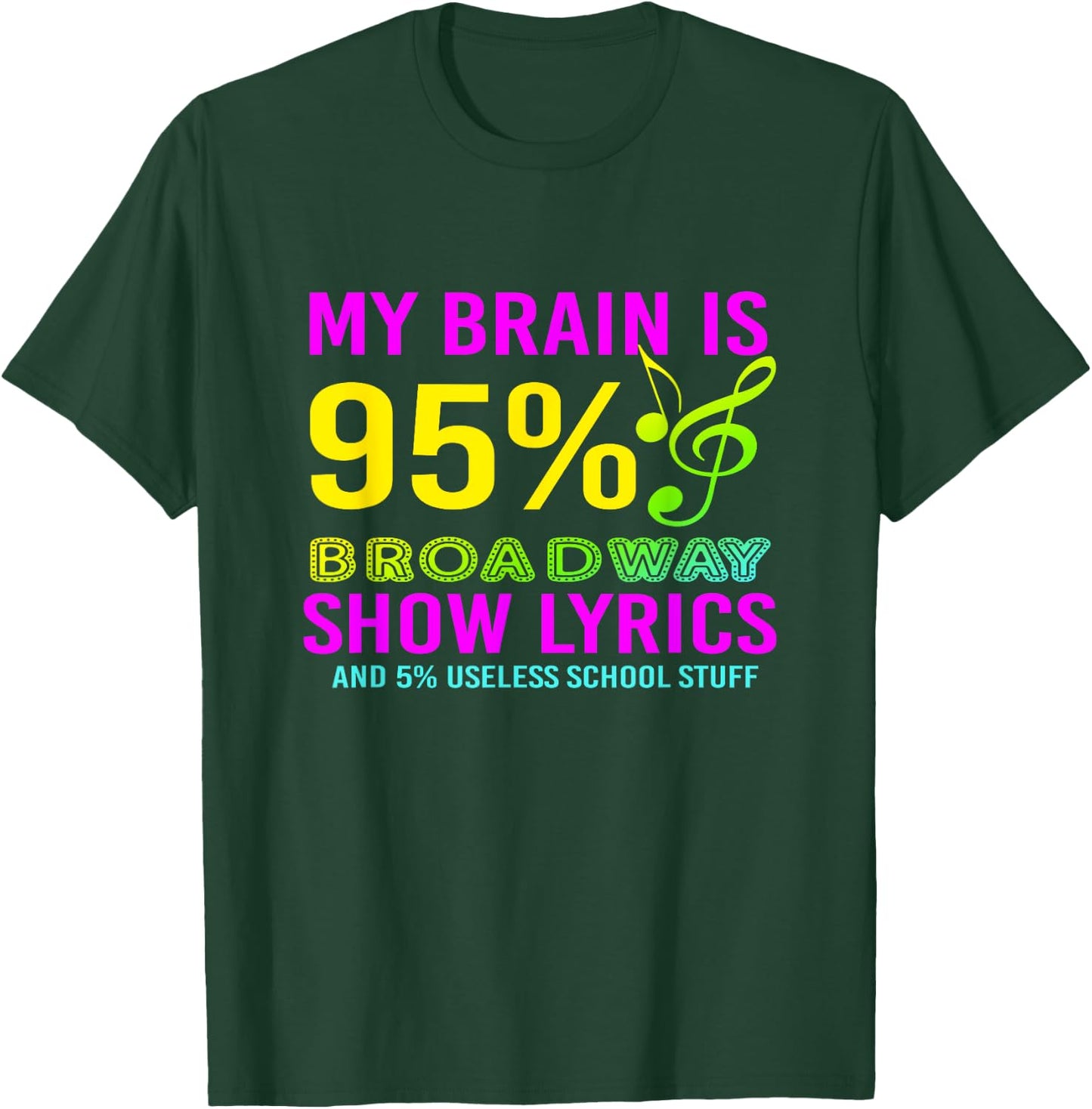 My Brain Is 95% Broadway Show Lyrics Musical Theater T-Shirt - T-Shirt | Forest