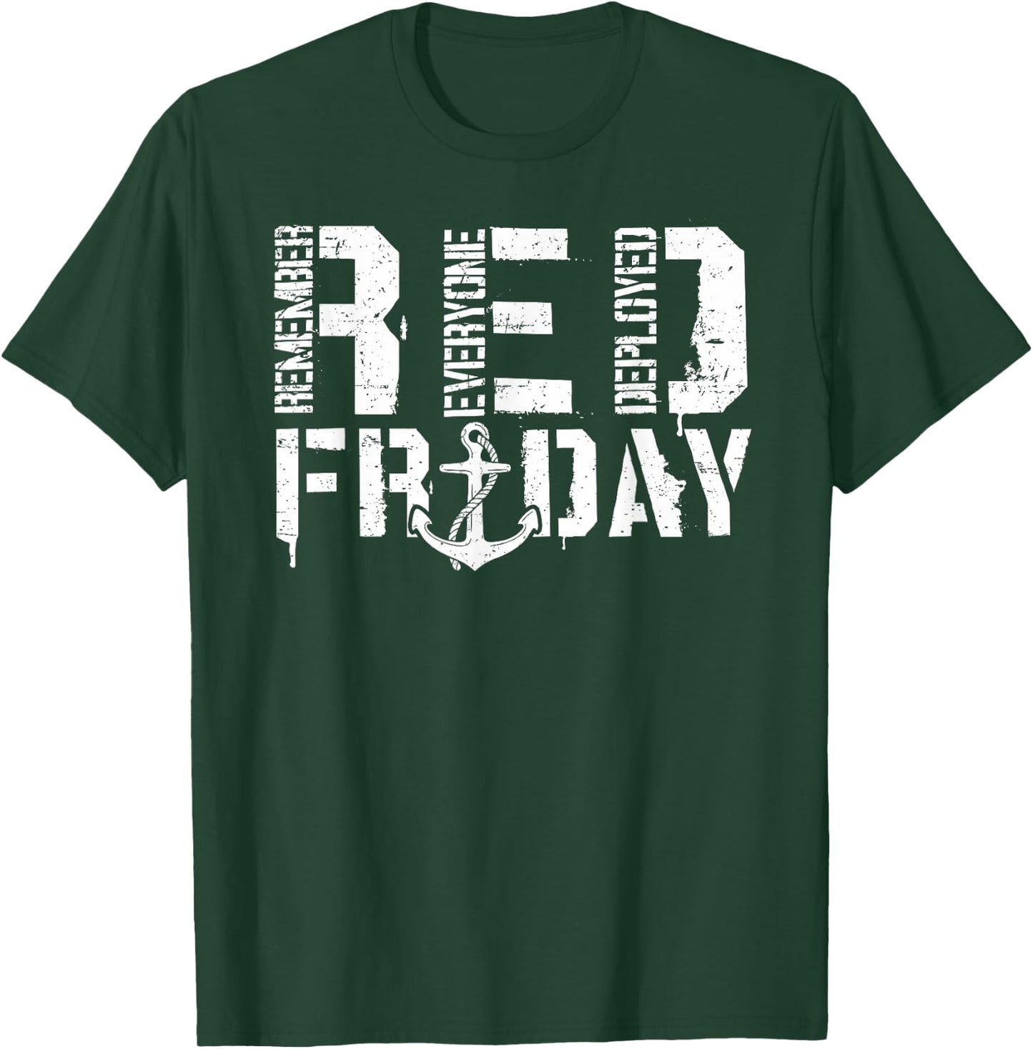 Red Friday Anchor Military Supportive Army Stamp Remember T-Shirt - T-Shirt | Forest