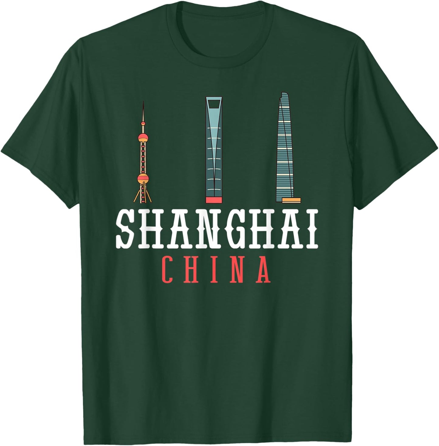Shanghai China City Skyline Map T-Shirt - T-Shirt | Forest