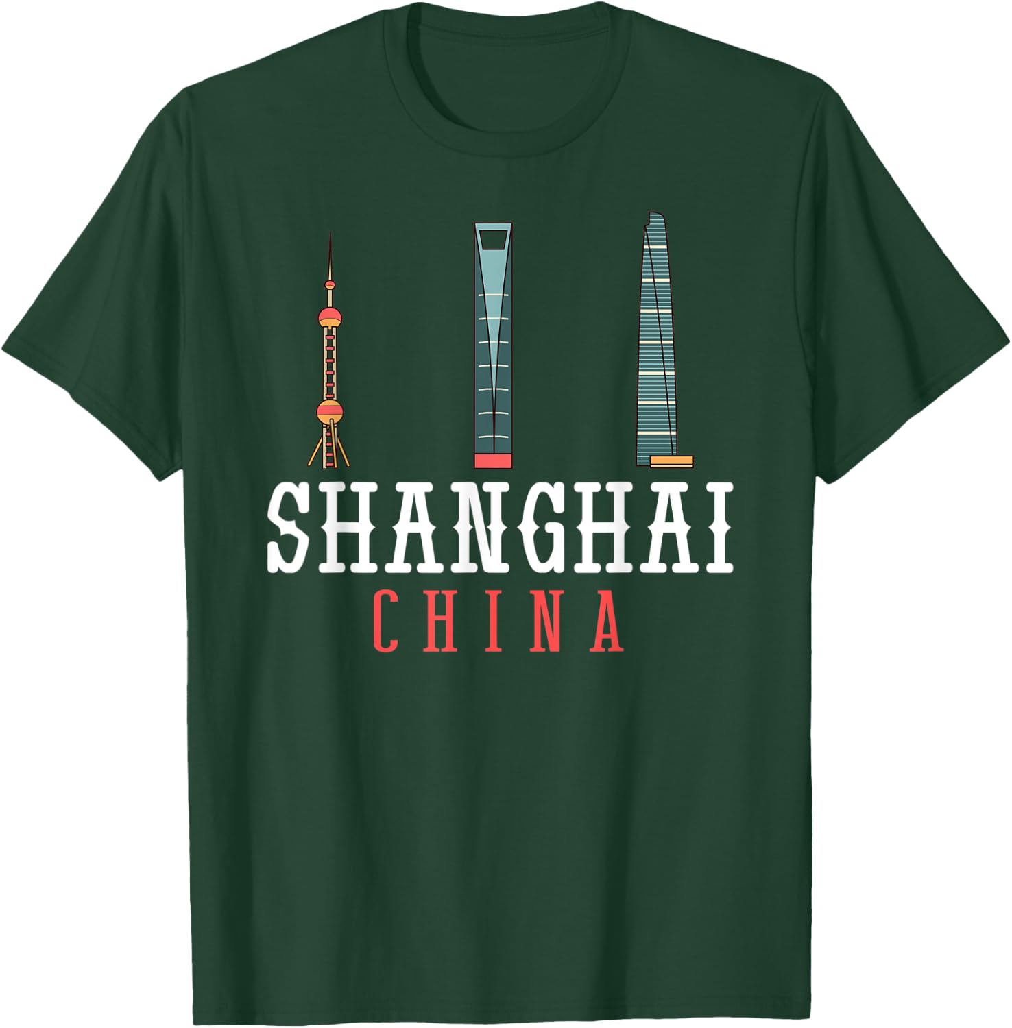 Shanghai China City Skyline Map T-Shirt - T-Shirt | Forest