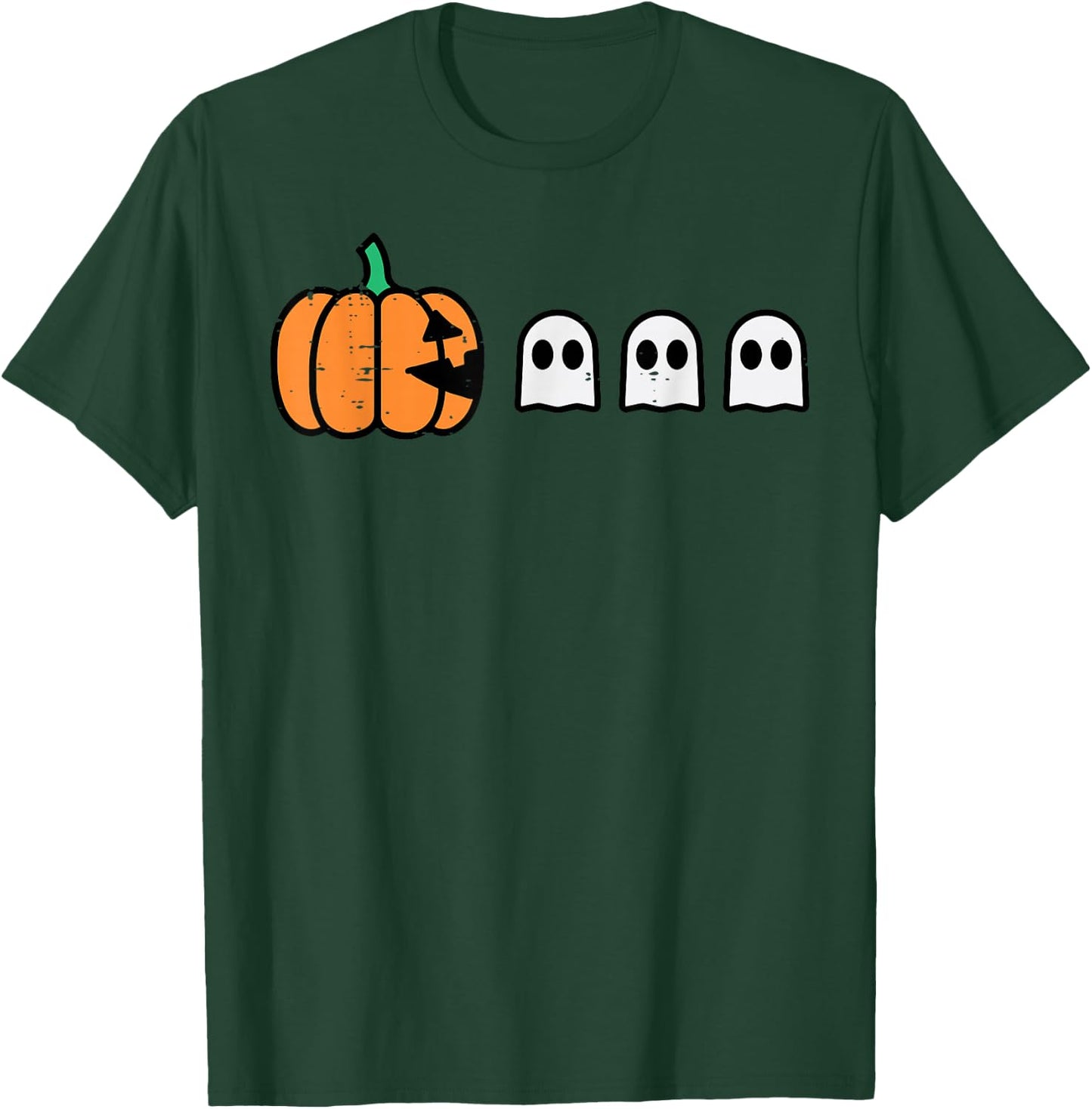 Halloween Gamer Pumpkin Eating Ghost Costume Men Boys Kids T-Shirt - T-Shirt | Forest