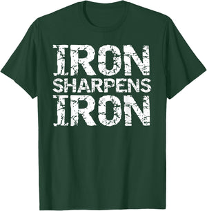 Vintage Christian Quote for Groups Iron Sharpens Iron T-Shirt - T-Shirt | Forest