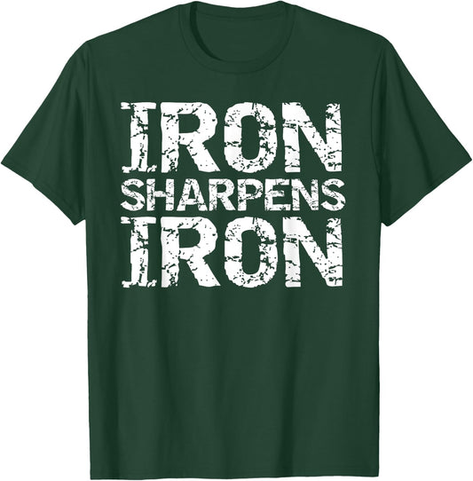 Vintage Christian Quote for Groups Iron Sharpens Iron T-Shirt - T-Shirt | Forest