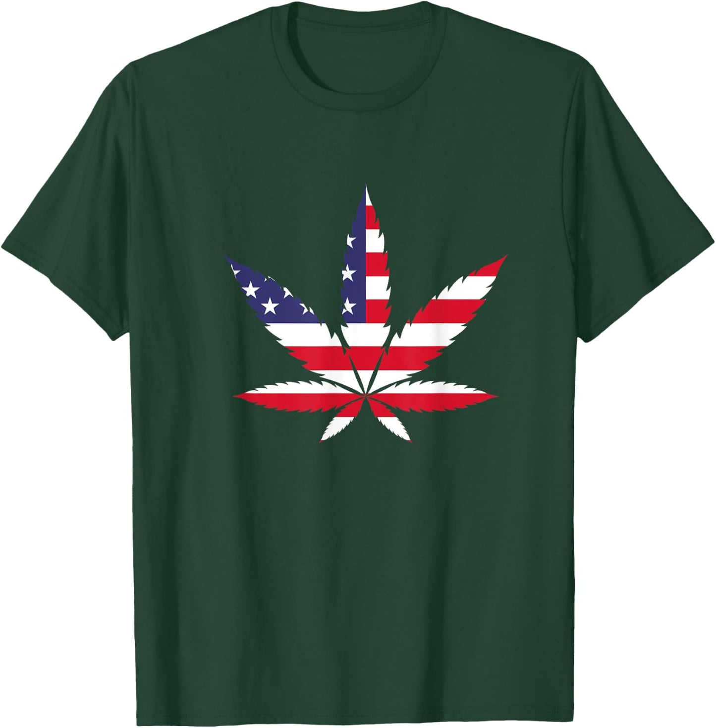 Marijuana USA Flag Weed Cannabis Smoker Pot Stoner Hemp 420 Men T-Shirt - T-Shirt | Forest