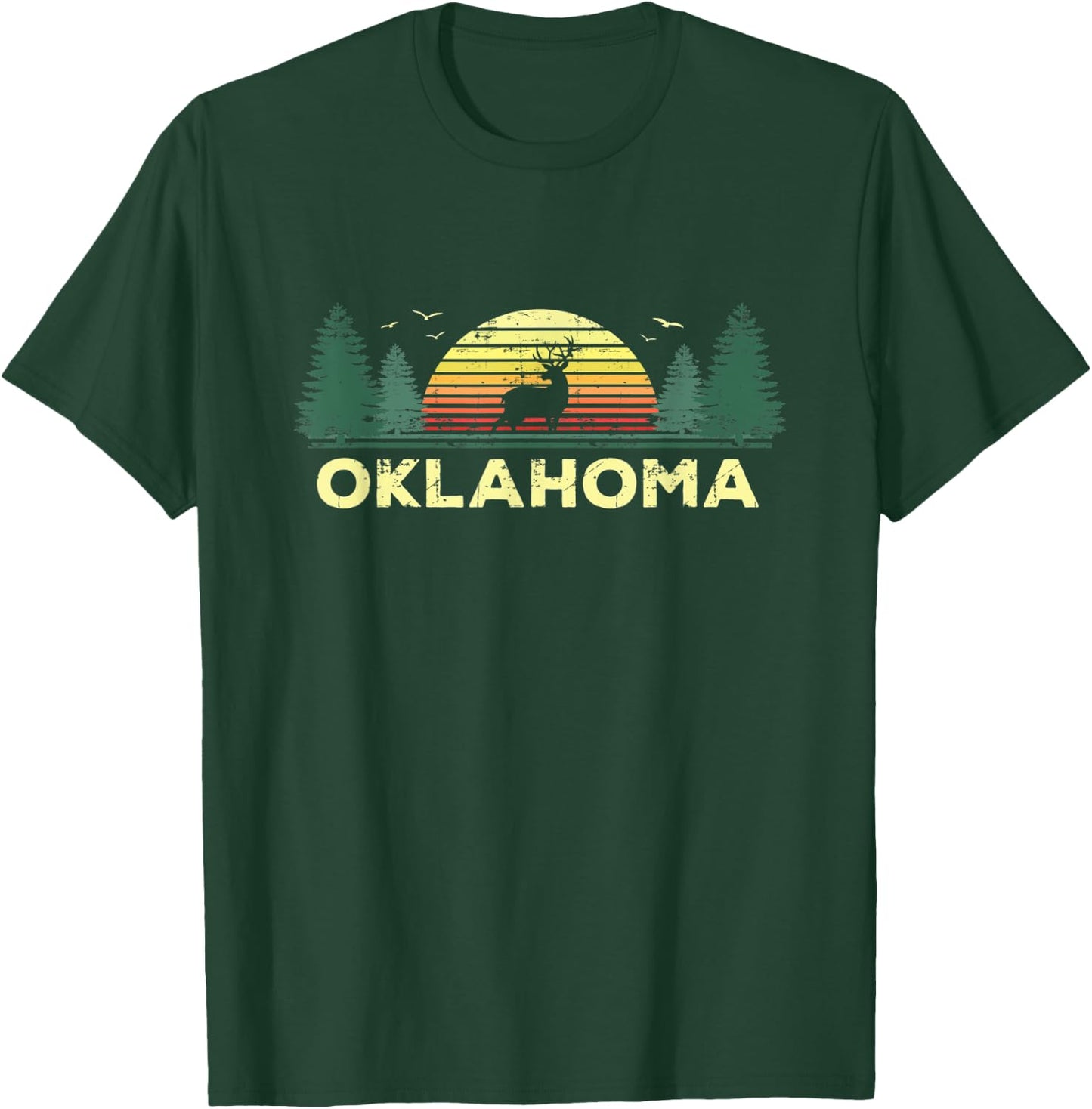 Oklahoma Vintage Deer Hunting Sunset Souvenir T-Shirt - T-Shirt | Forest